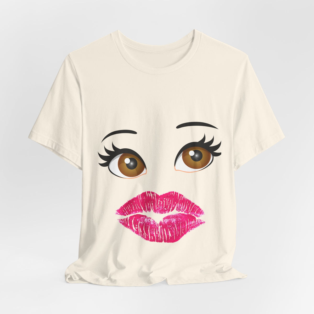 Kiss & Wink Graphic Tee — Cute Lip Print T-Shirt
