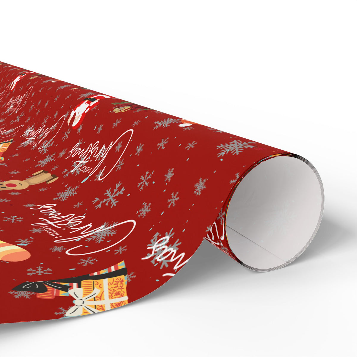 Christmas Pattern Wrapping Paper – Red Snowman, Reindeer & Tree Holiday Gift Wrap
