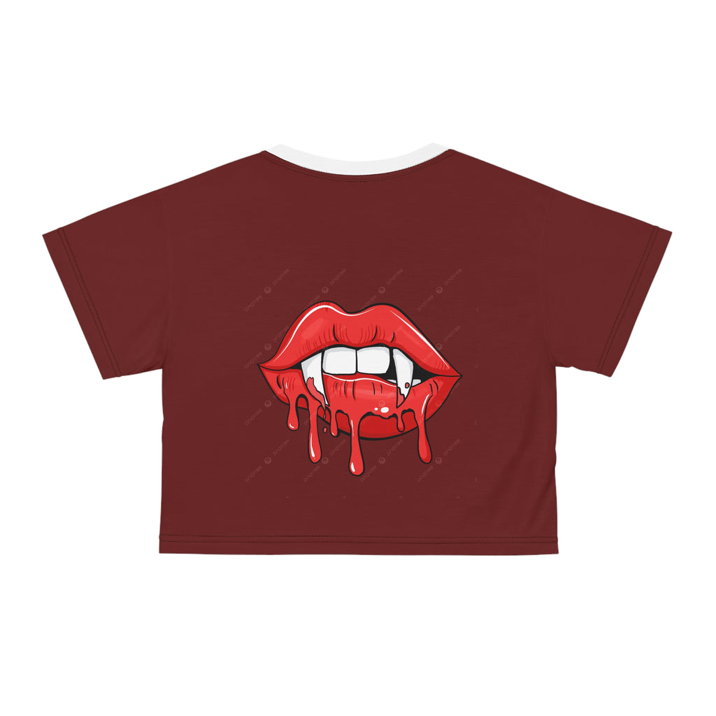 Vampire Drip Crop Tee — Bloody Lips Graphic Crop Top