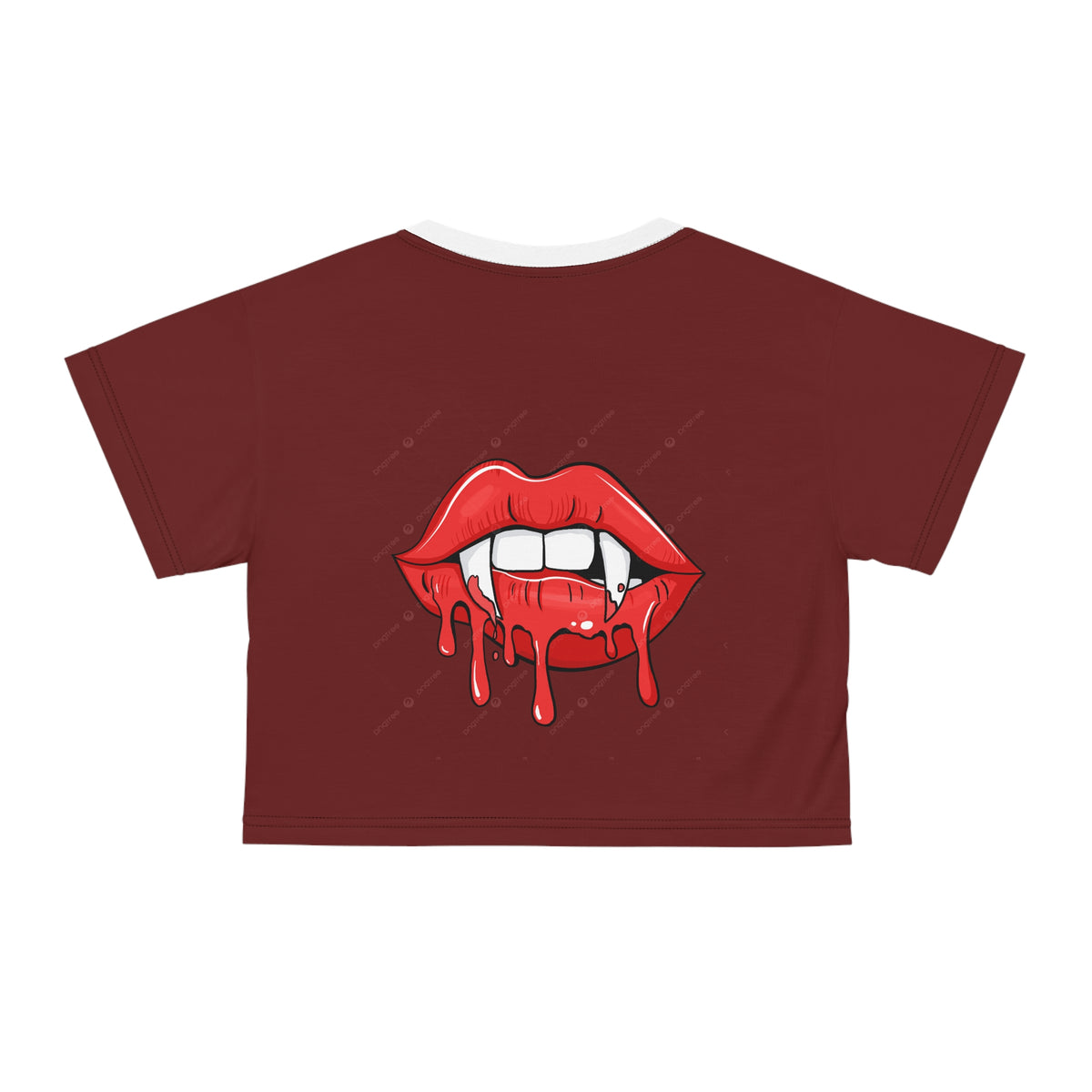 Vampire Drip Crop Tee — Bloody Lips Graphic Crop Top