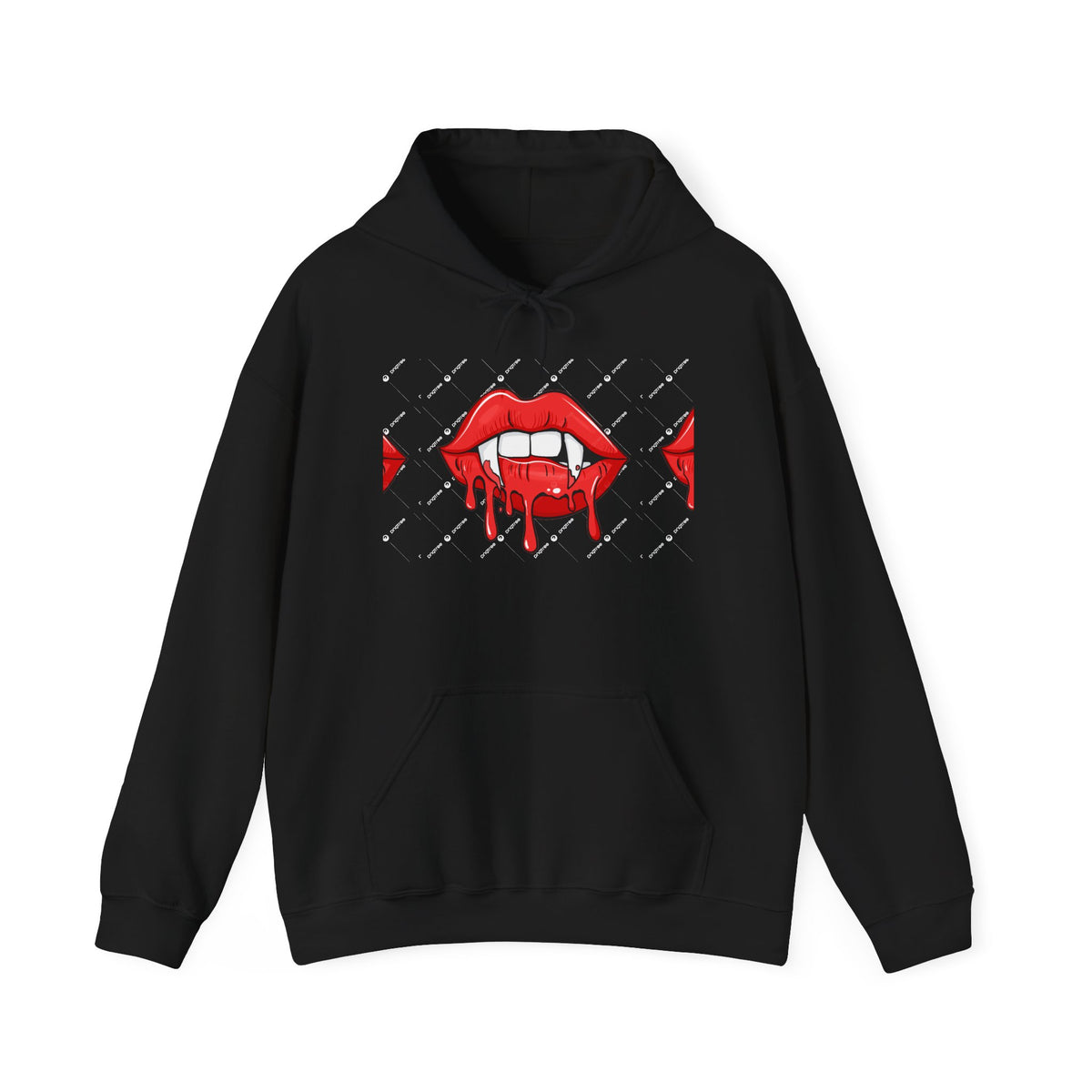 Dripping Red Lips Hoodie — Vampire Bite Graphic Pullover