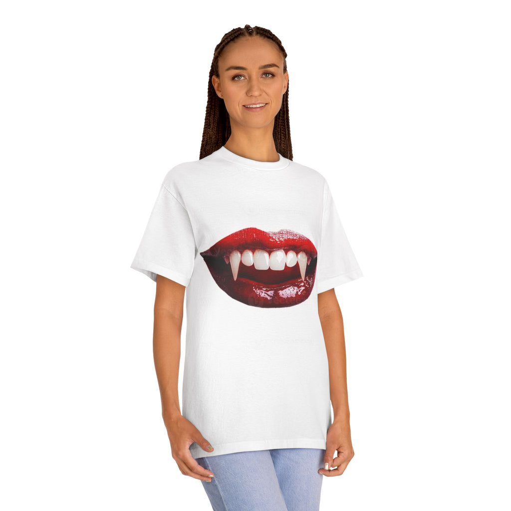 Vampire Kiss Tee — Red Lip Fangs Graphic T-Shirt