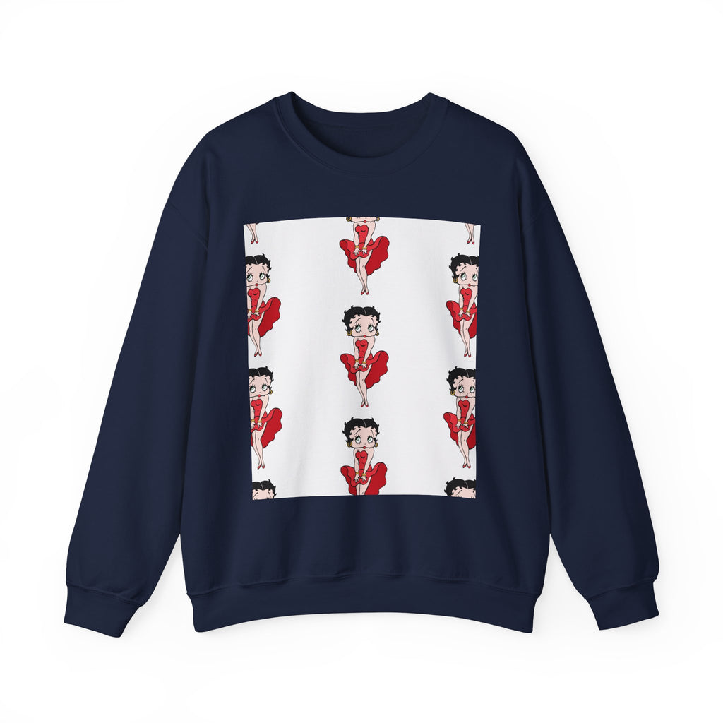 Crewneck Sweatshirt — Retro Betty Boop Patterned Graphic