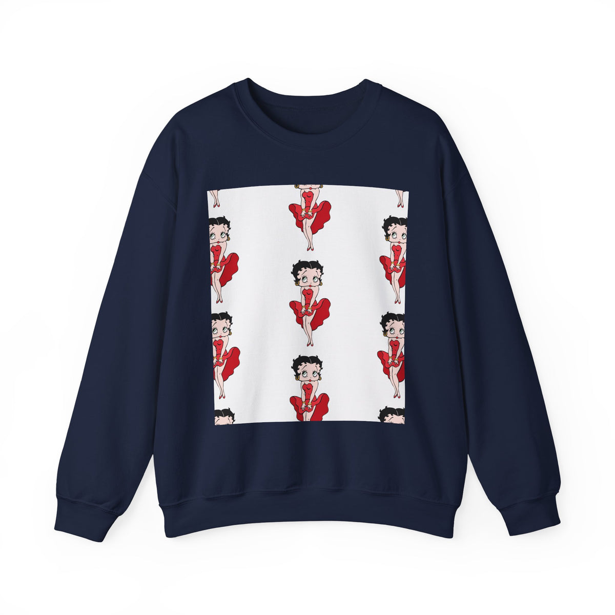 Crewneck Sweatshirt — Retro Betty Boop Patterned Graphic