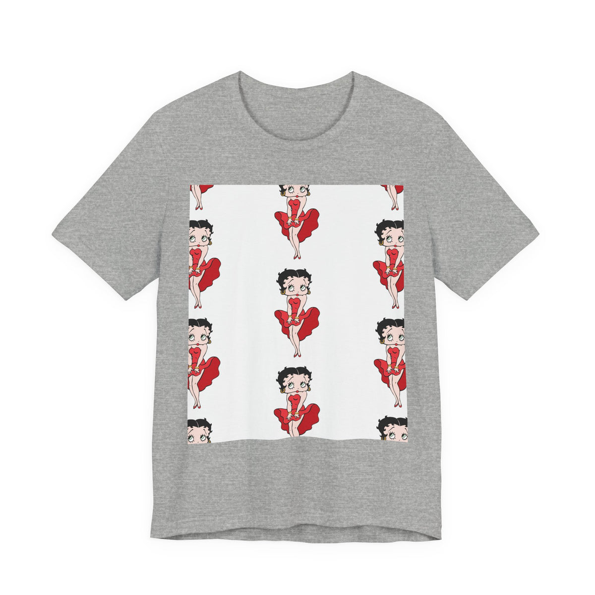 Betty Boop Red Dress Pattern Tee — Retro Pinup Cartoon Graphic T-Shirt