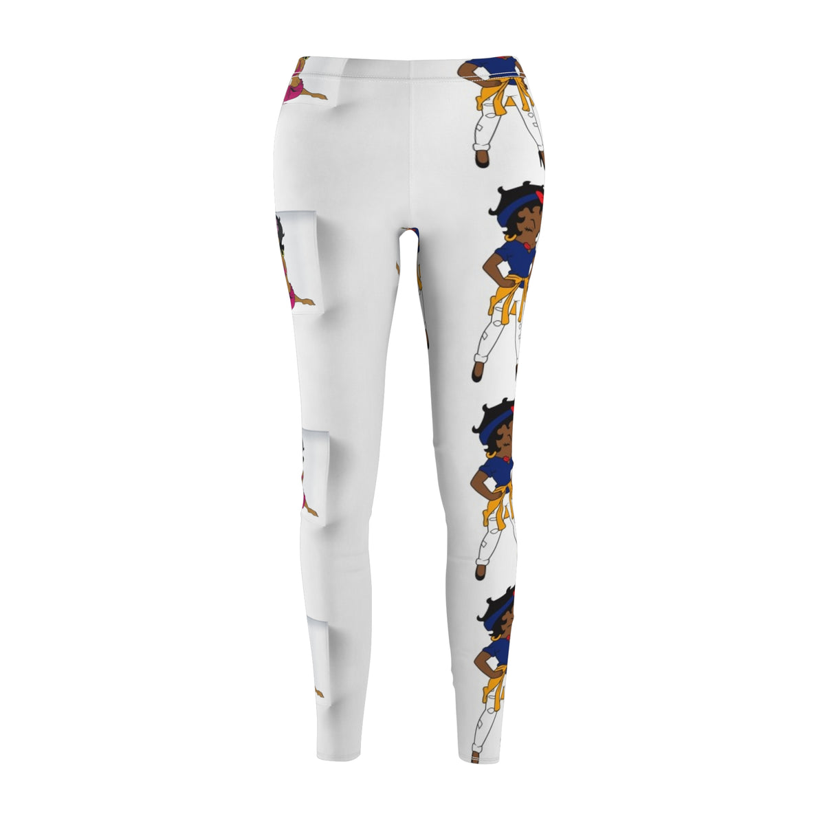 Patriotic Pin-Up Leggings — Red & White Cut‑And‑Sew Casual Leggings with Retro Sailor Girl Print