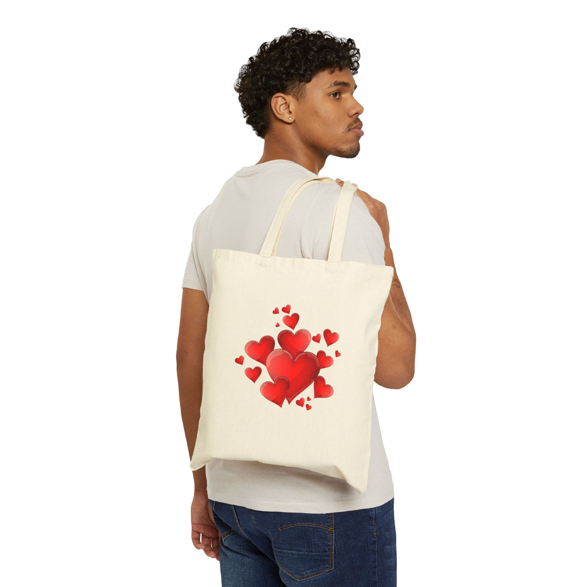 Canvas Tote Bag — Retro Pin-Up Girl Pattern, Vintage Betty Boop Style Shopper Tote