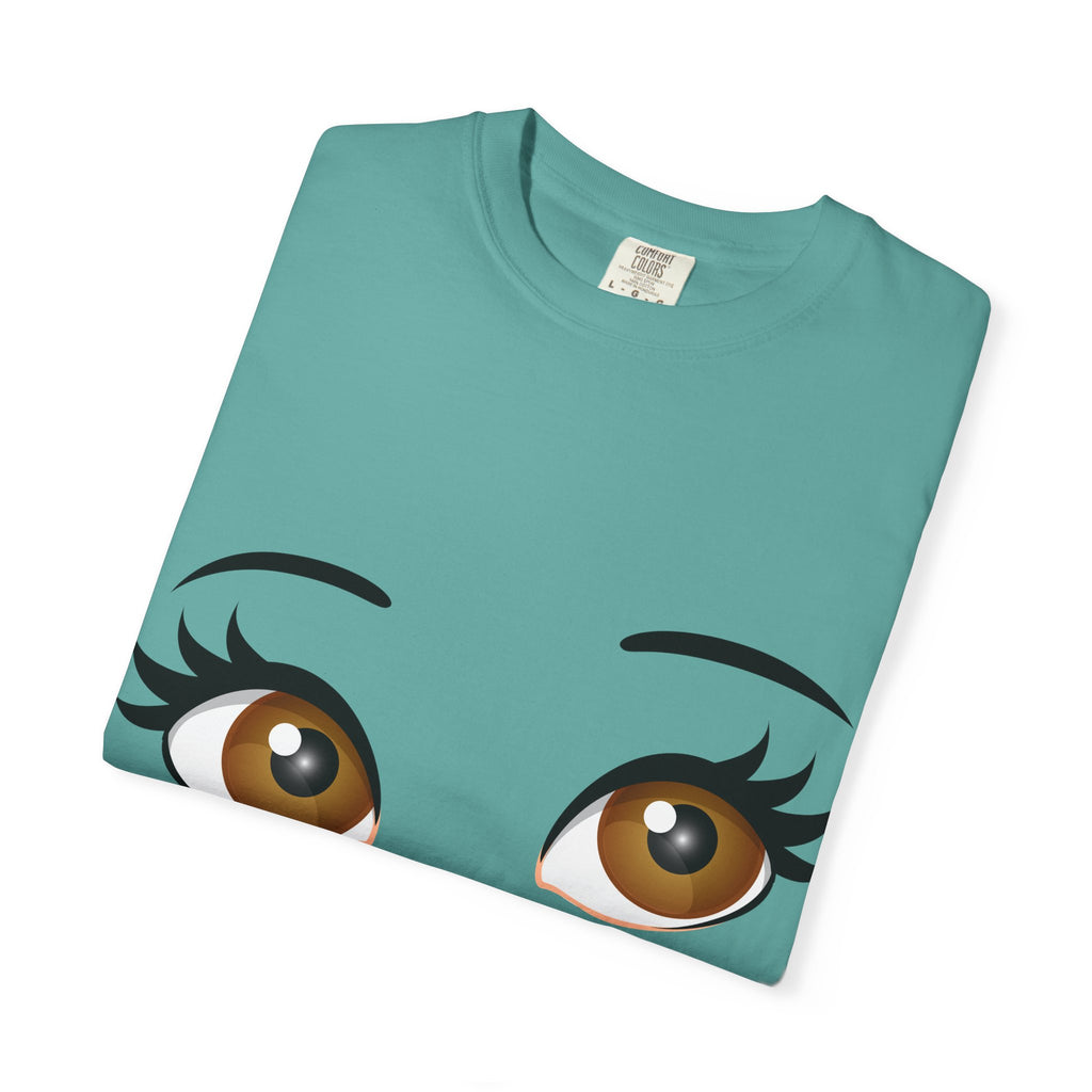 Kiss Face T-Shirt — Playful Lip Print Tee with Flirty Eyes