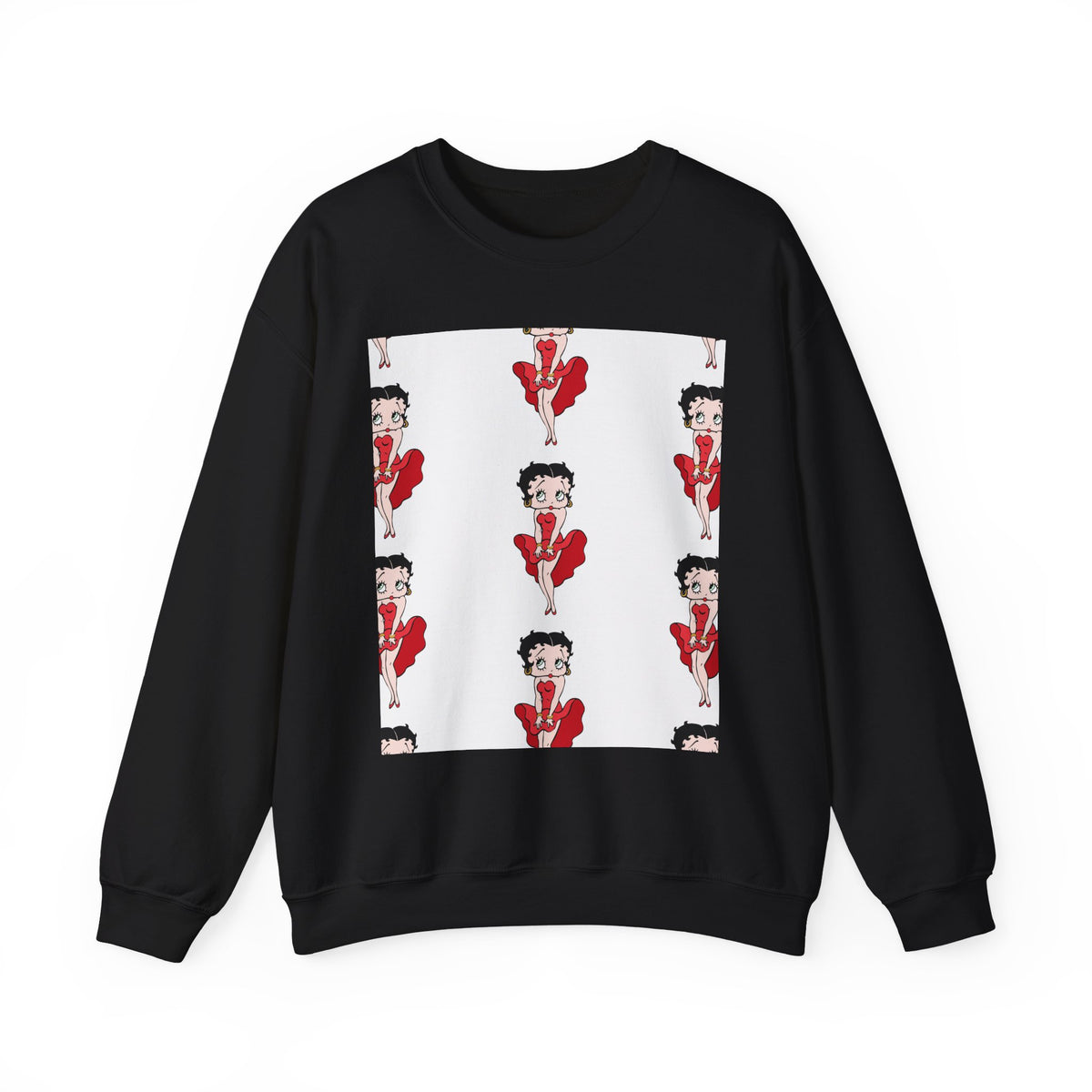 Crewneck Sweatshirt — Retro Betty Boop Patterned Graphic