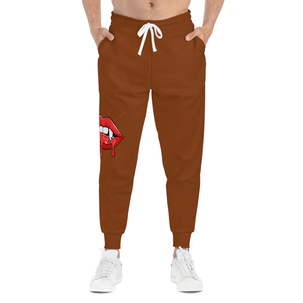 Blue Joggers with Dripping Lip Graphic — Athletic Streetwear Sweatpants