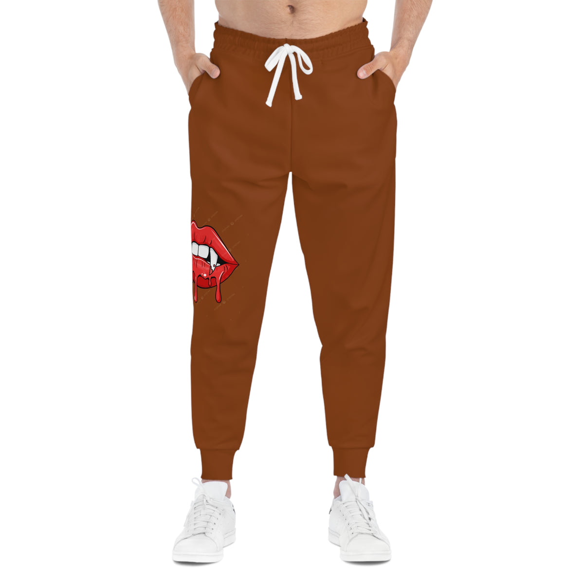 Blue Joggers with Dripping Lip Graphic — Athletic Streetwear Sweatpants