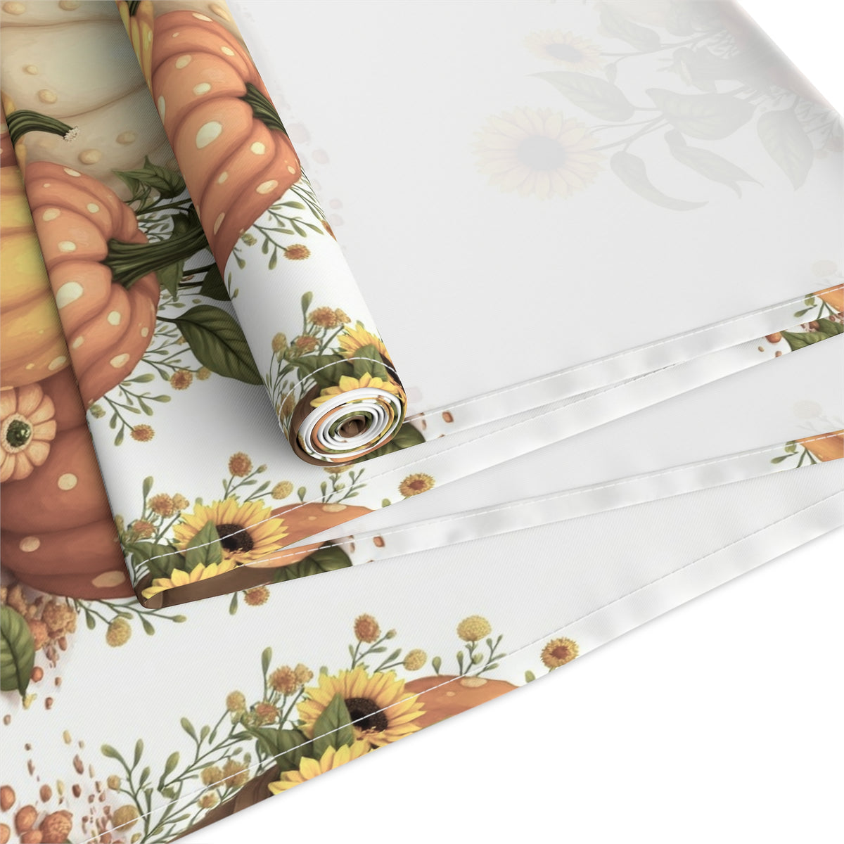 Nautical Lighthouse Cotton-Poly Table Runner — Coastal Blue Harbor Pattern