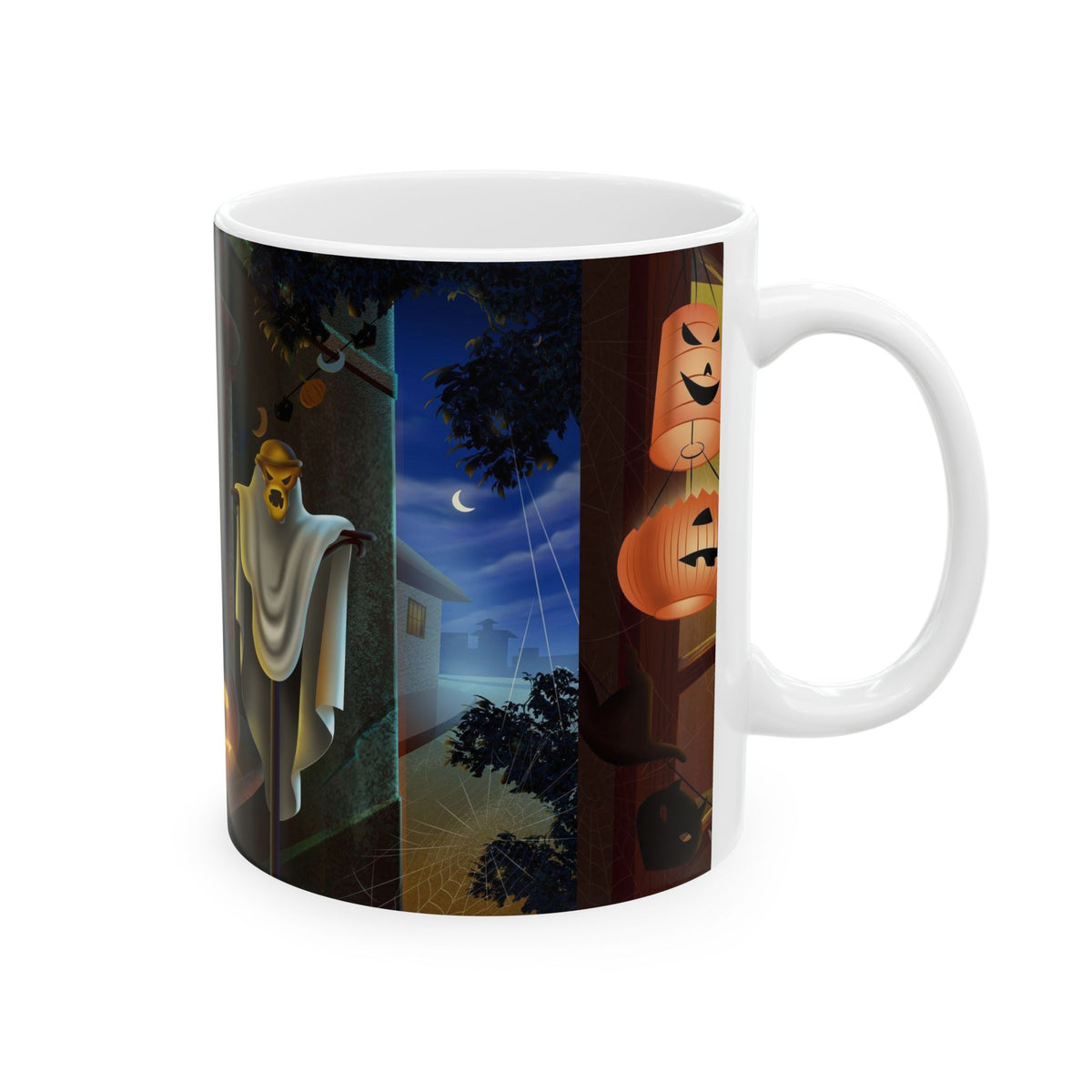 Halloween Ceramic Mug – Spooky Night Pumpkin & Ghost Coffee Cup (11oz/15oz)