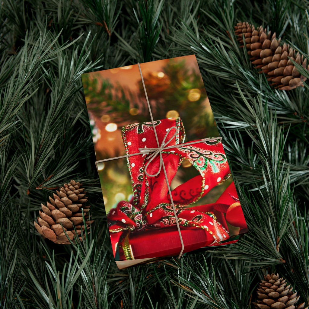 Christmas Gift Wrap Paper — Festive Presents & Bokeh Lights Holiday Wrapping
