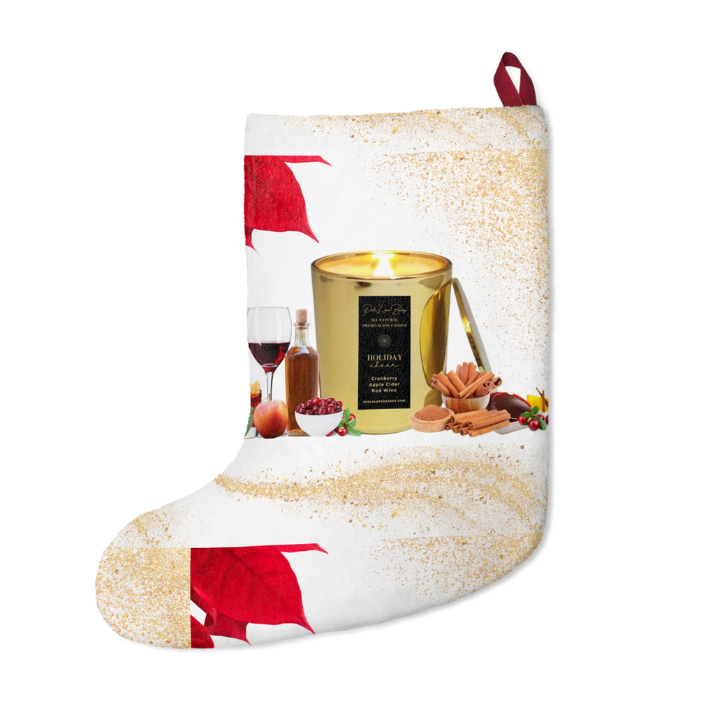 Christmas Stocking with Wine and Candle Holiday Gift Design