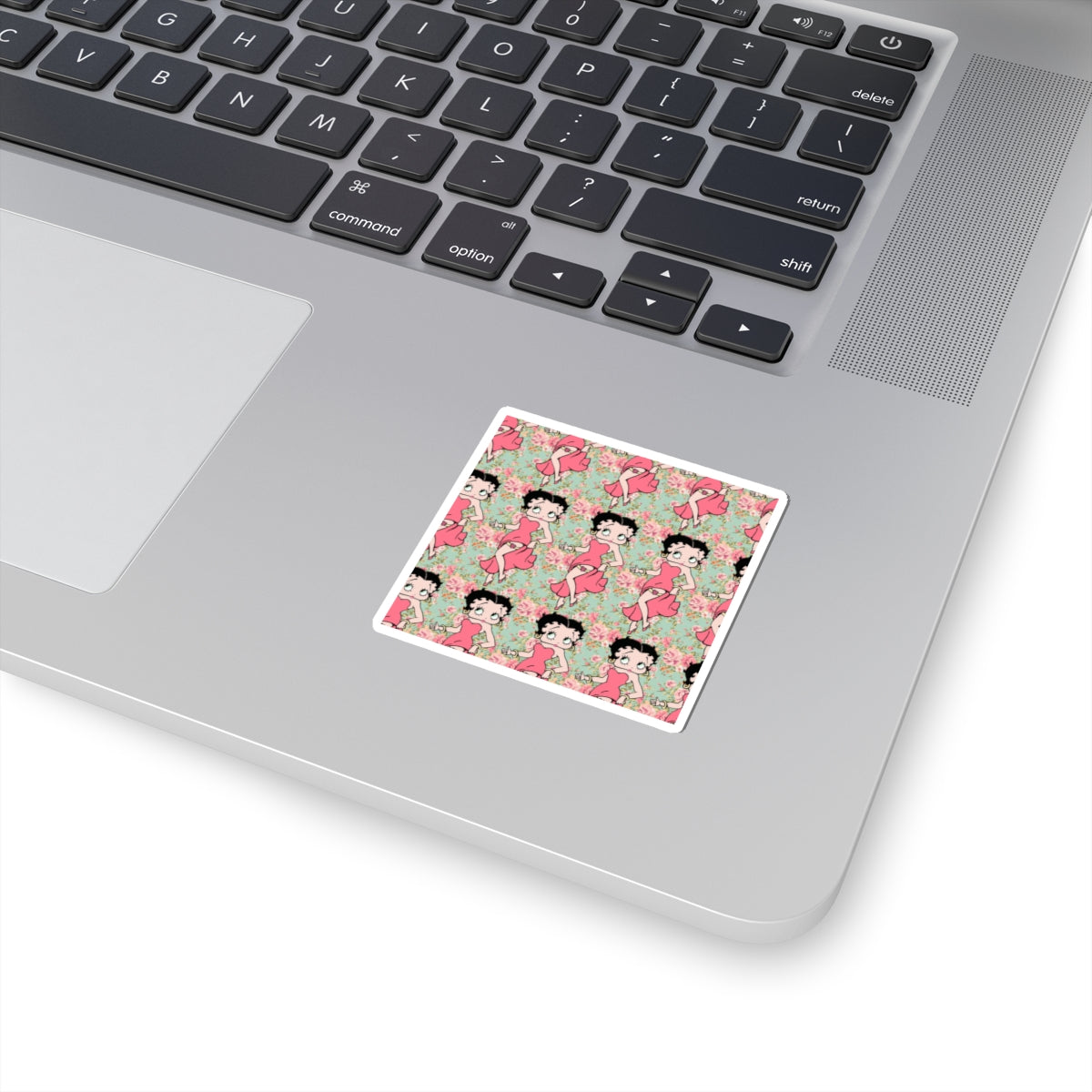 Betty Boop Floral Pattern Kiss-Cut Sticker — Retro Pin-Up Laptop Decal