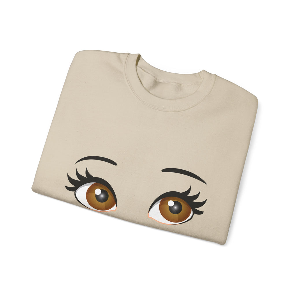 Kiss Face Crewneck Sweatshirt – Cute Big Eyes & Pink Lip Print