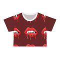 Vampire Drip Crop Tee — Bloody Lips Graphic Crop Top