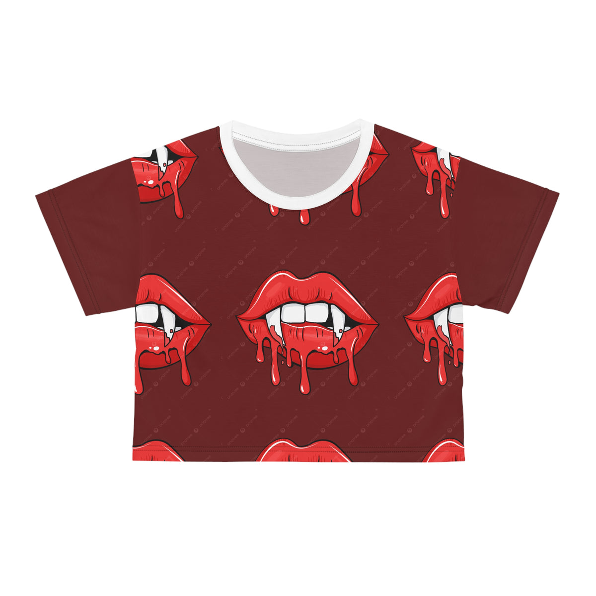 Vampire Drip Crop Tee — Bloody Lips Graphic Crop Top