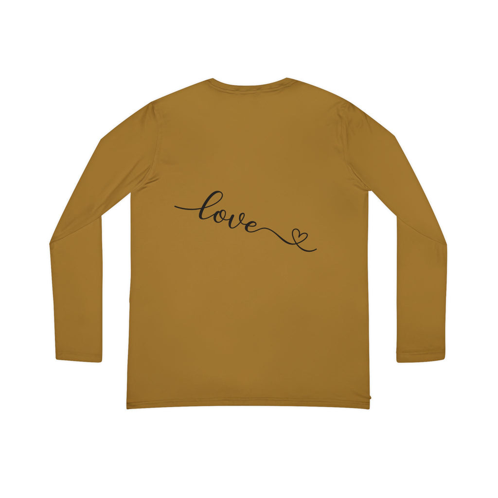 Women's V‑Neck Long Sleeve Top — Red Glossy Lip Front with 'love' Script Back
