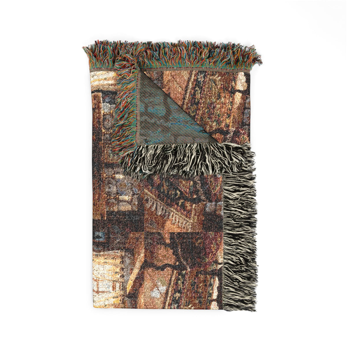 Monogram Woven Throw Blanket — Abstract Vintage Pattern, Personalized Initial "A"