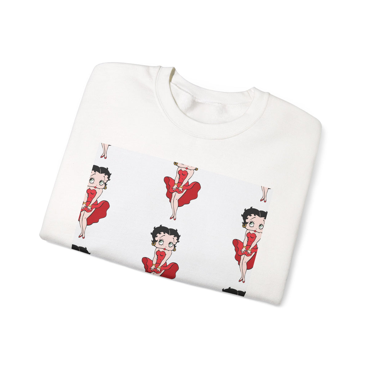 Crewneck Sweatshirt — Retro Betty Boop Patterned Graphic