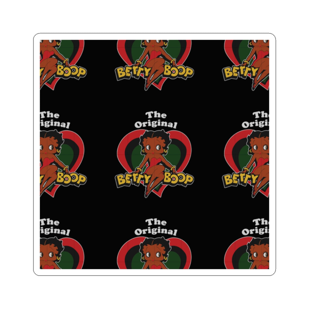 Betty Boop 'The Original' Heart Pattern Kiss-Cut Sticker — Retro Cartoon Laptop Decal