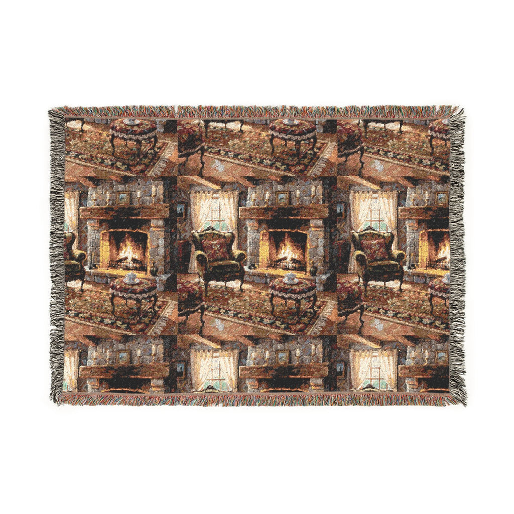 Monogram Woven Throw Blanket — Abstract Vintage Pattern, Personalized Initial "A"