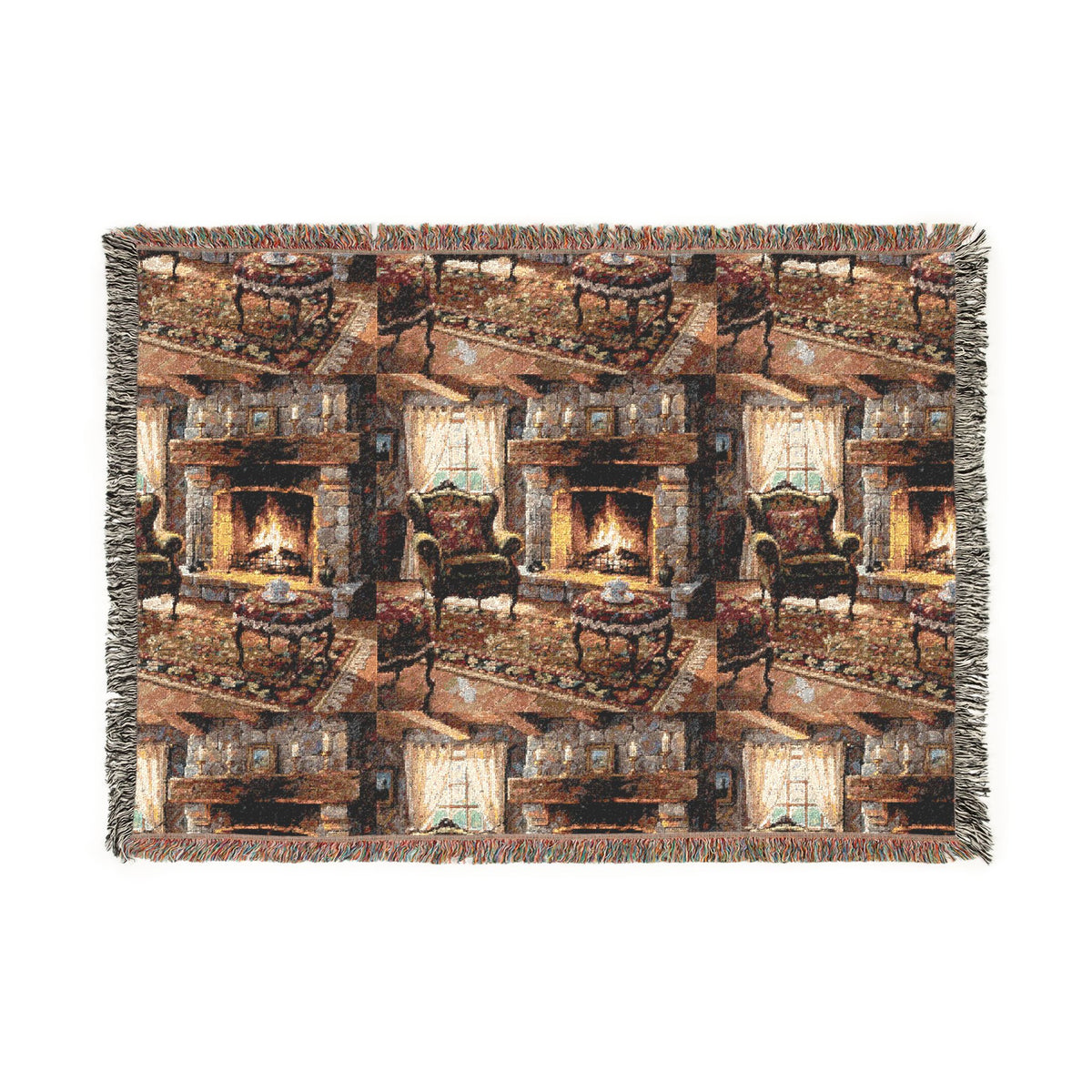 Monogram Woven Throw Blanket — Abstract Vintage Pattern, Personalized Initial "A"