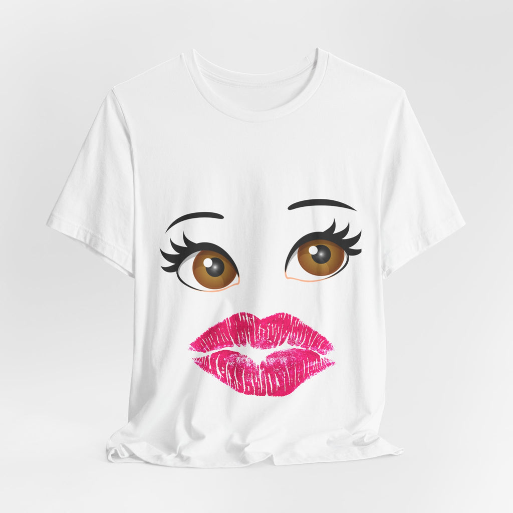 Kiss & Wink Graphic Tee — Cute Lip Print T-Shirt
