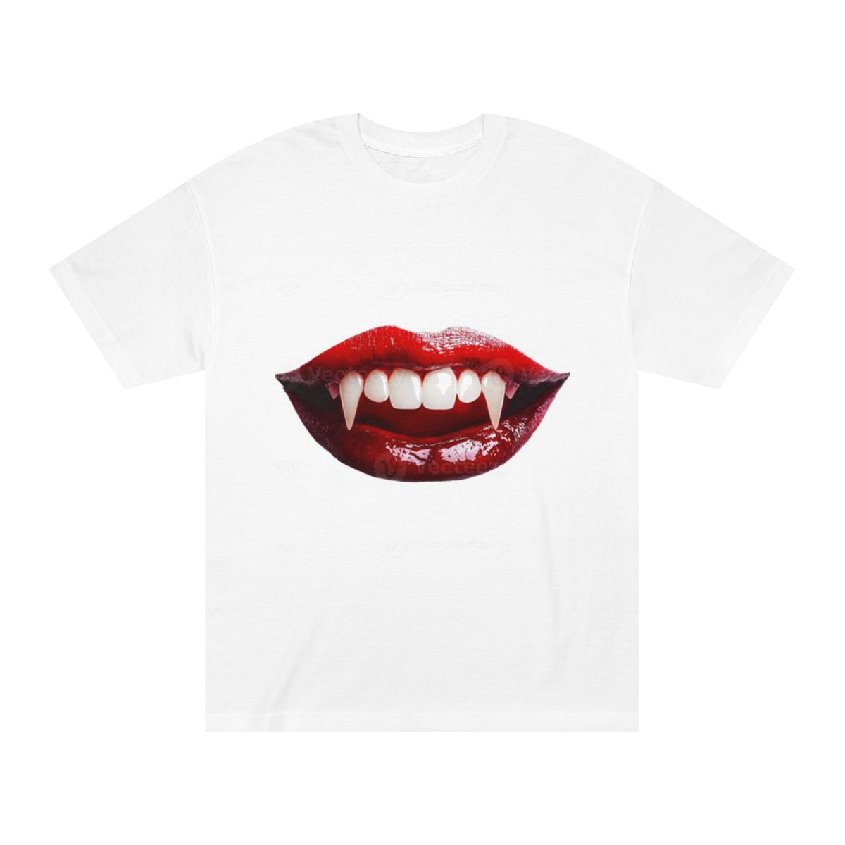 Vampire Kiss Tee — Red Lip Fangs Graphic T-Shirt