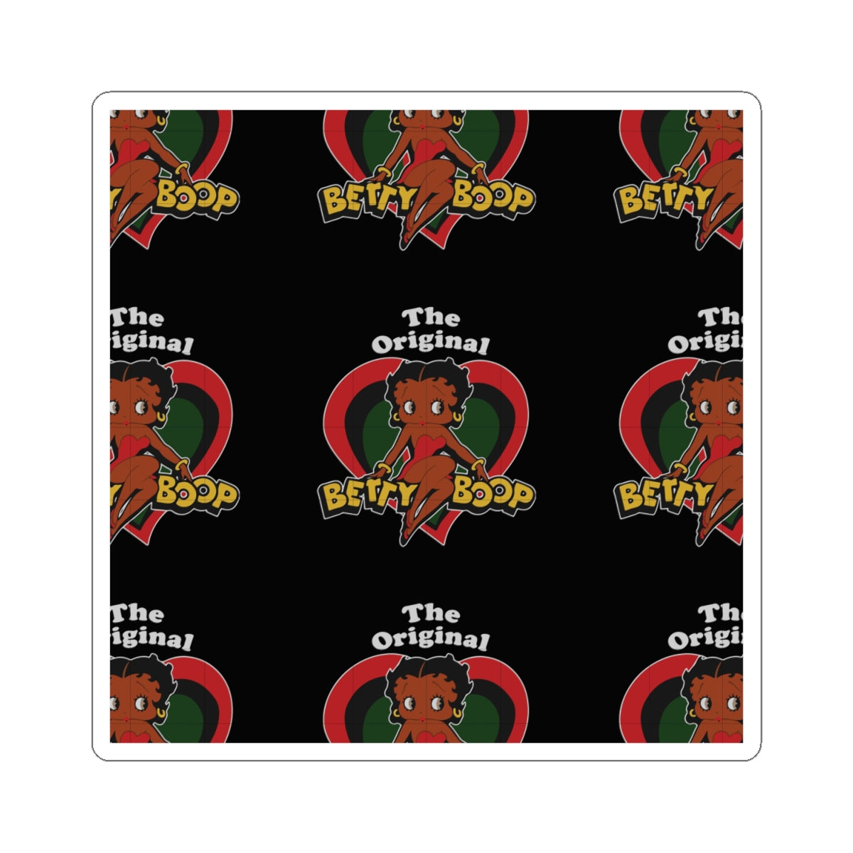 Betty Boop 'The Original' Heart Pattern Kiss-Cut Sticker — Retro Cartoon Laptop Decal