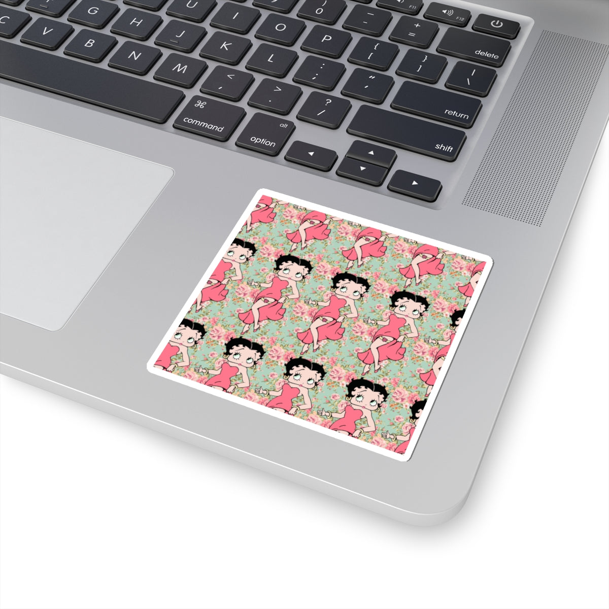 Betty Boop Floral Pattern Kiss-Cut Sticker — Retro Pin-Up Laptop Decal