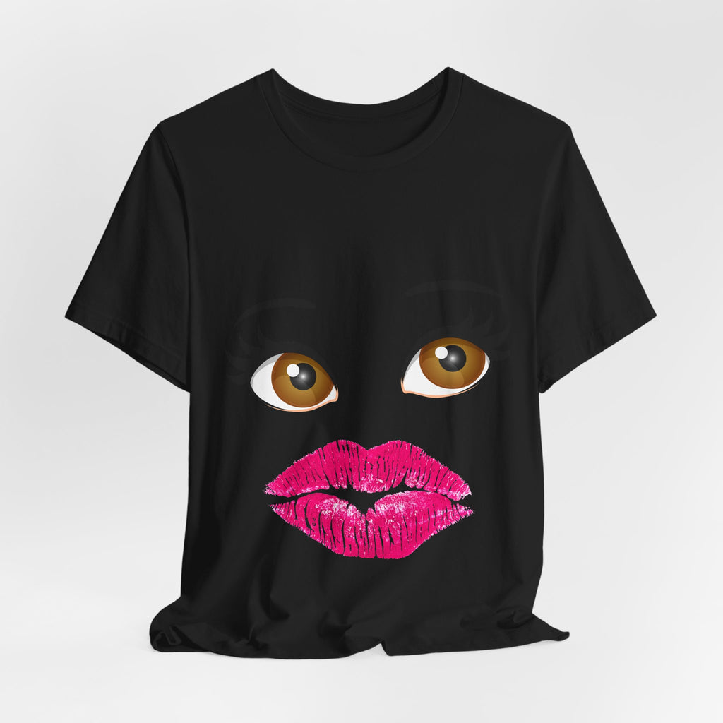 Kiss & Wink Graphic Tee — Cute Lip Print T-Shirt