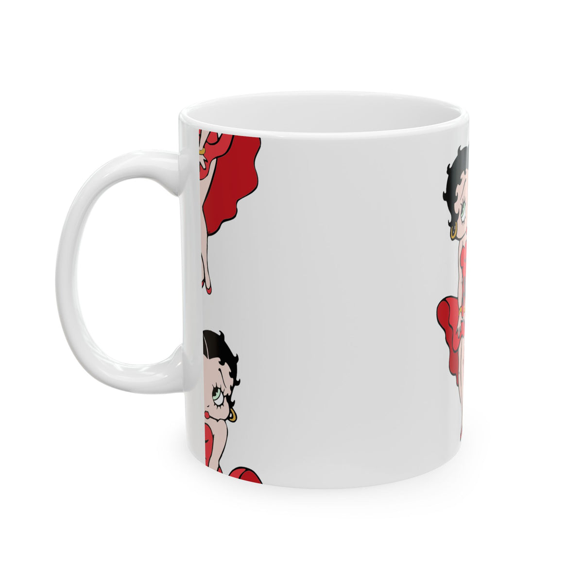 Betty Boop Red Dress Ceramic Mug — Retro Cartoon Coffee Cup (11oz & 15oz)