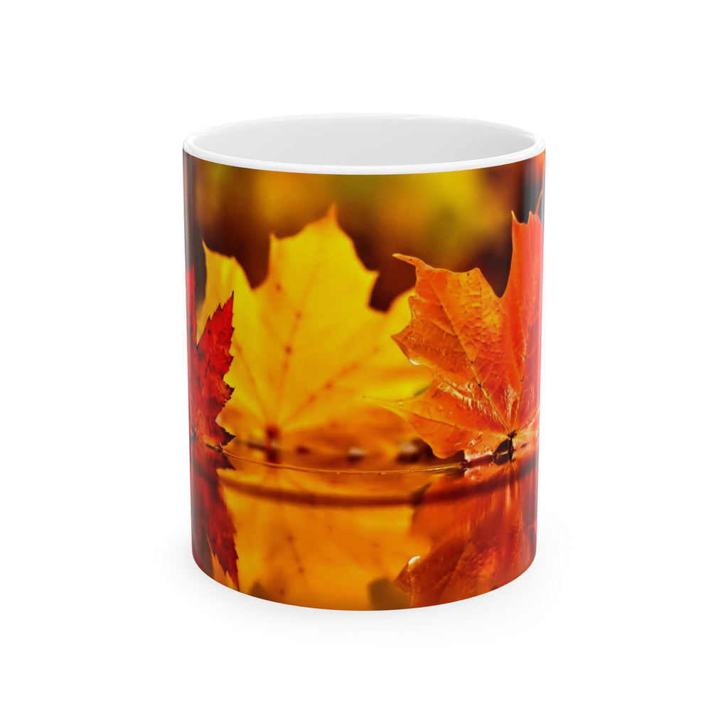 Autumn Leaves Ceramic Mug - Fall Foliage Coffee Cup (11oz & 15oz)