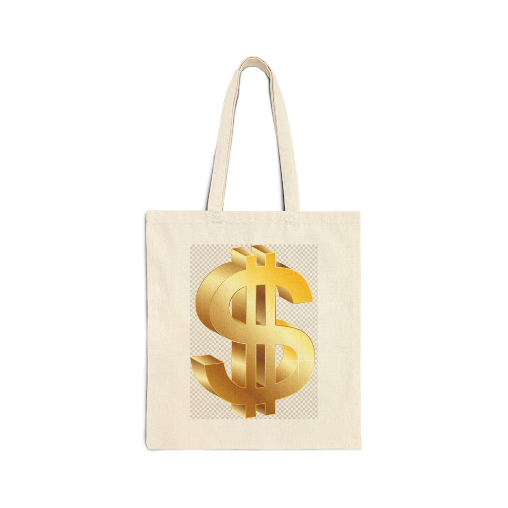 Gold Dollar Sign Canvas Tote Bag – Minimalist Money Symbol Eco Shopper