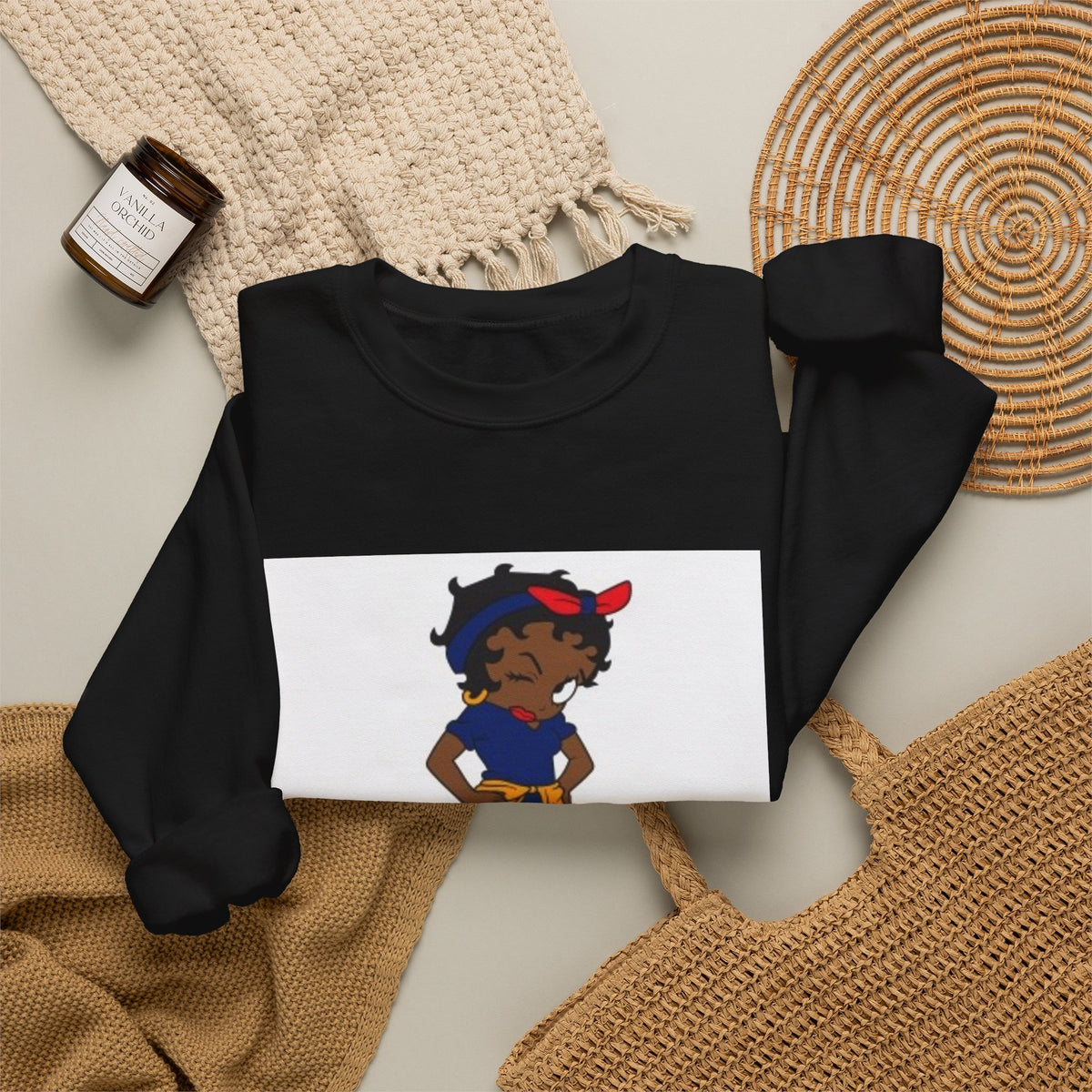 Crewneck Sweatshirt — Cute Girl Illustration Graphic