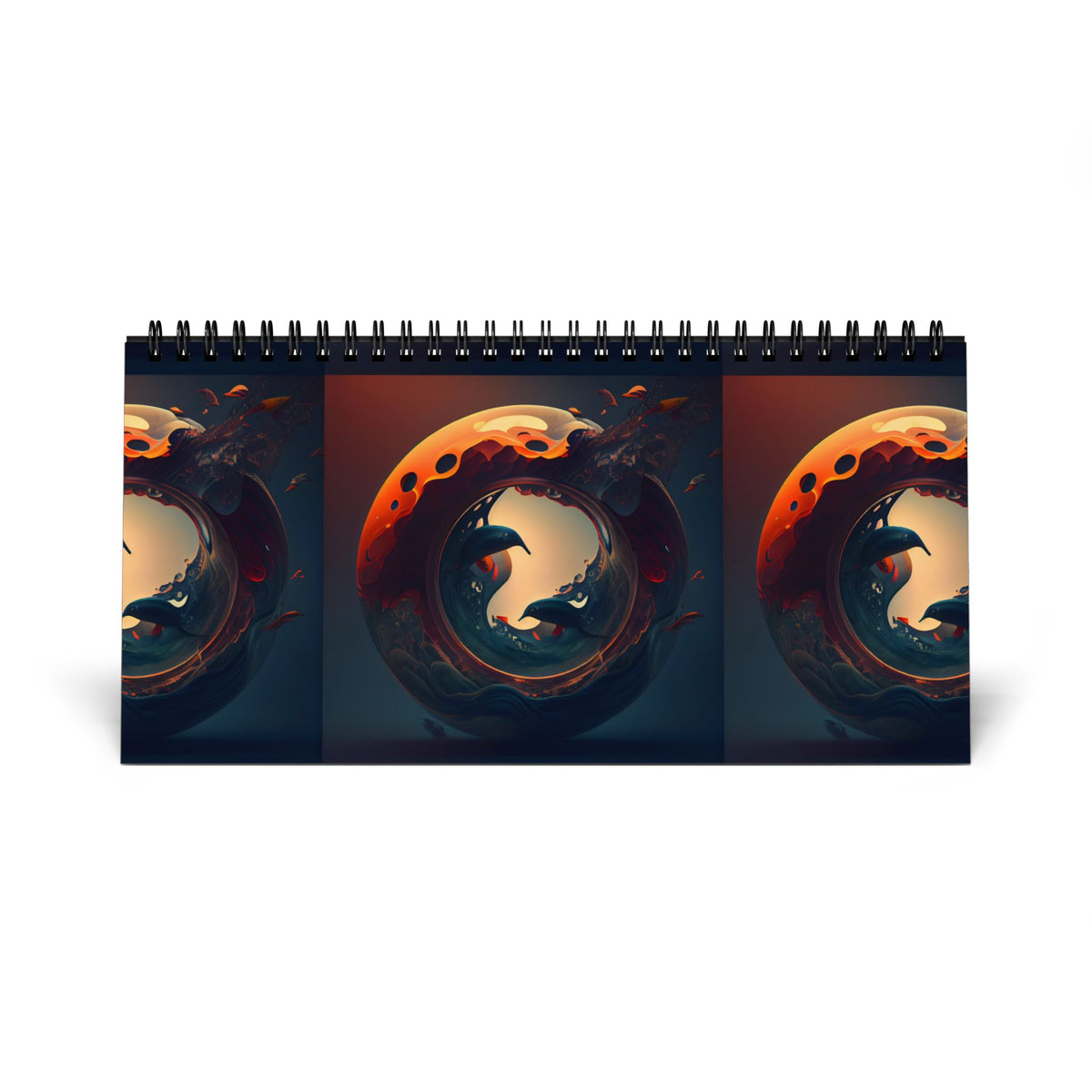 2027 Artistic Desktop Calendar — Spiral Grid Desk Planner