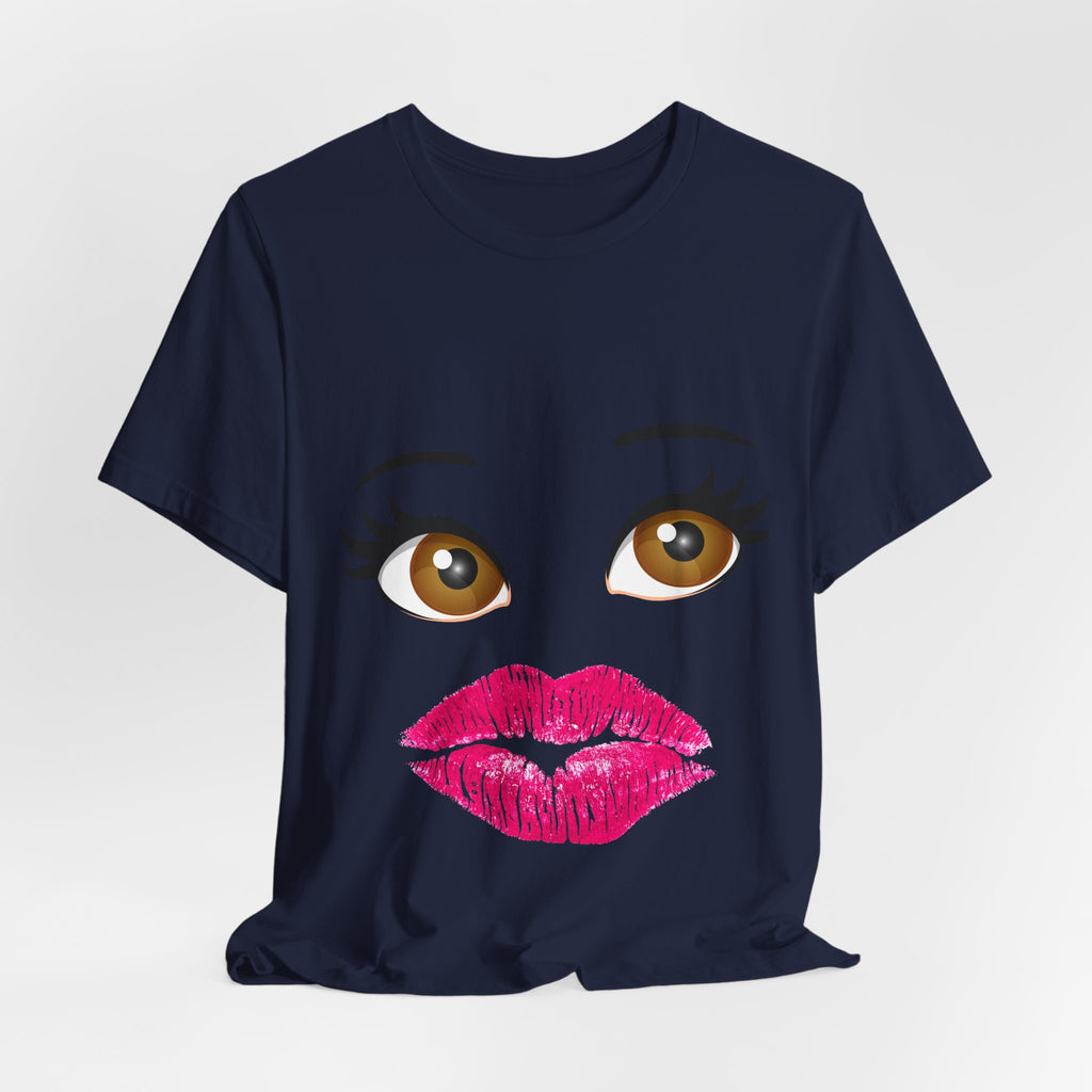 Kiss & Wink Graphic Tee — Cute Lip Print T-Shirt