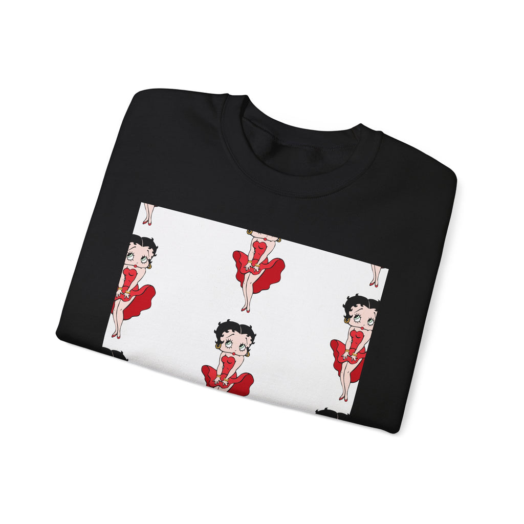 Crewneck Sweatshirt — Retro Betty Boop Patterned Graphic