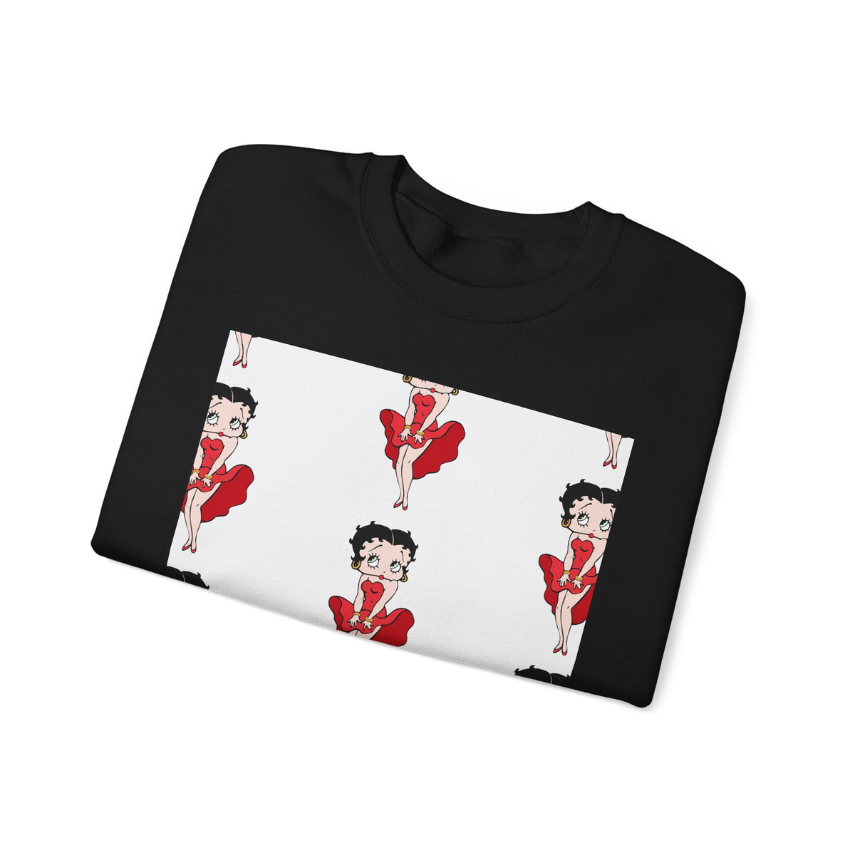 Crewneck Sweatshirt — Retro Betty Boop Patterned Graphic