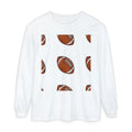 Football Pattern Long Sleeve Tee — Retro Brown Football Print