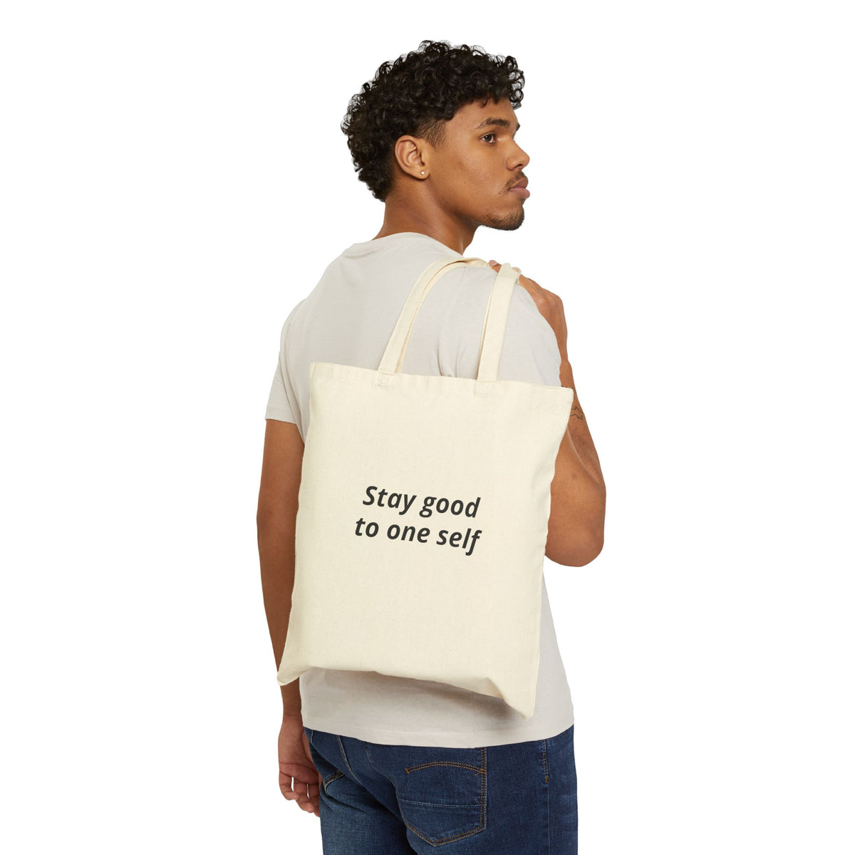 Canvas Tote Bag - 'Be Humble, Be Grateful' Minimalist Typographic Grocery Tote