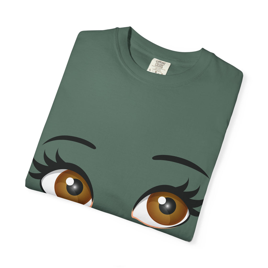 Kiss Face T-Shirt — Playful Lip Print Tee with Flirty Eyes