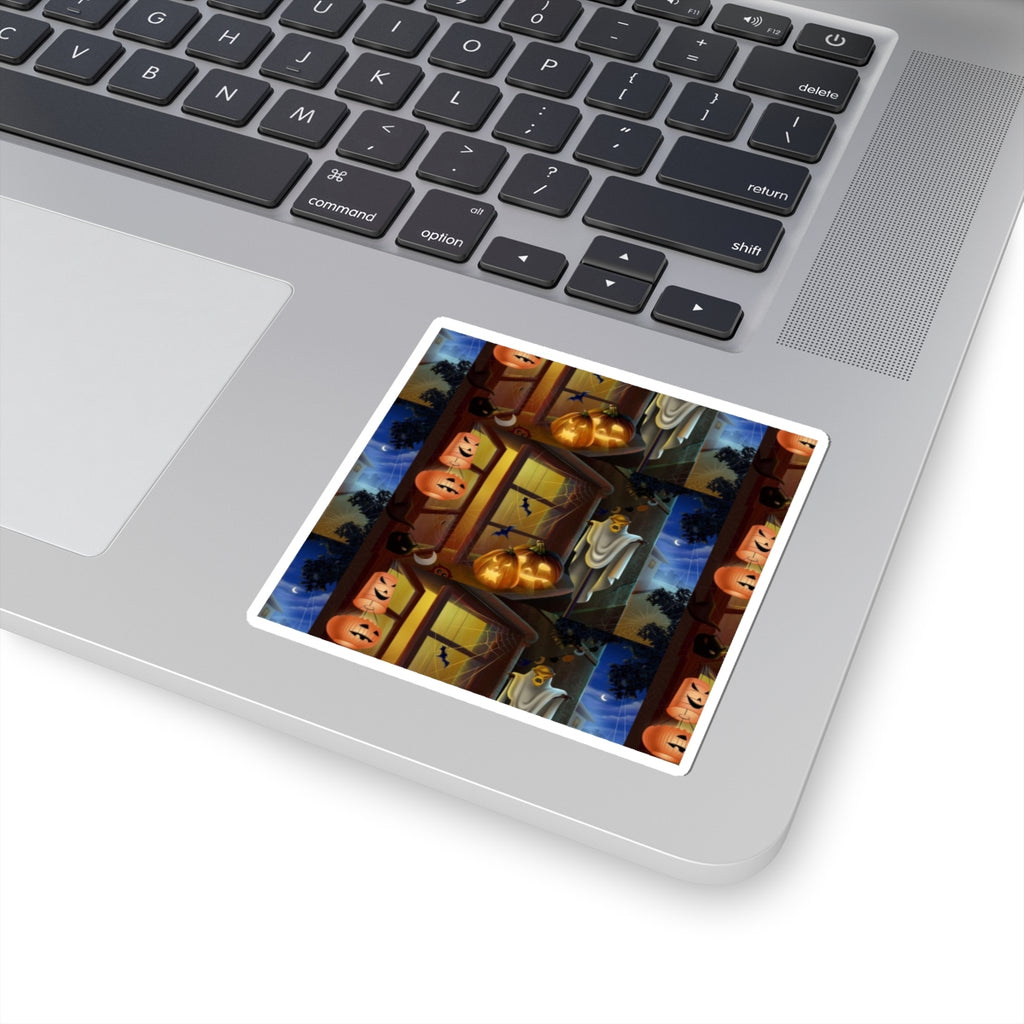 Halloween Haunted House Kiss-Cut Sticker (Pumpkins & Ghosts)