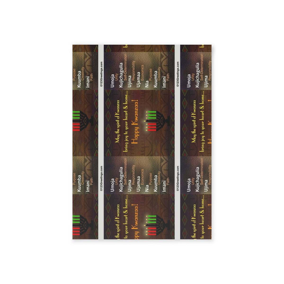 Kwanzaa Holiday Cards — Two-Sided African Pattern Greeting Card (Includes “Happy Kwanzaa!” Text)