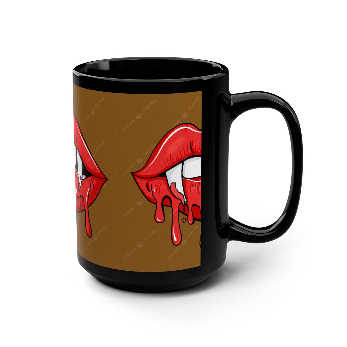 Vampire Bite Dripping Lips 15oz Black Coffee Mug