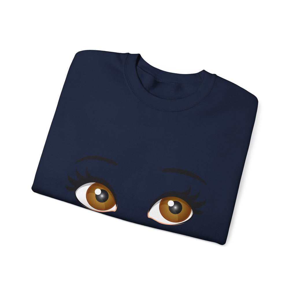 Kiss Face Crewneck Sweatshirt – Cute Big Eyes & Pink Lip Print