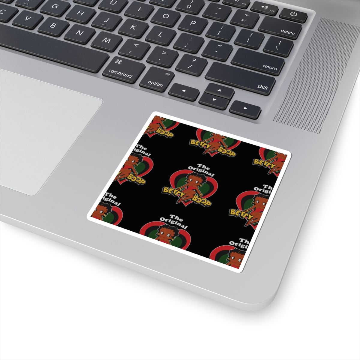 Betty Boop 'The Original' Heart Pattern Kiss-Cut Sticker — Retro Cartoon Laptop Decal